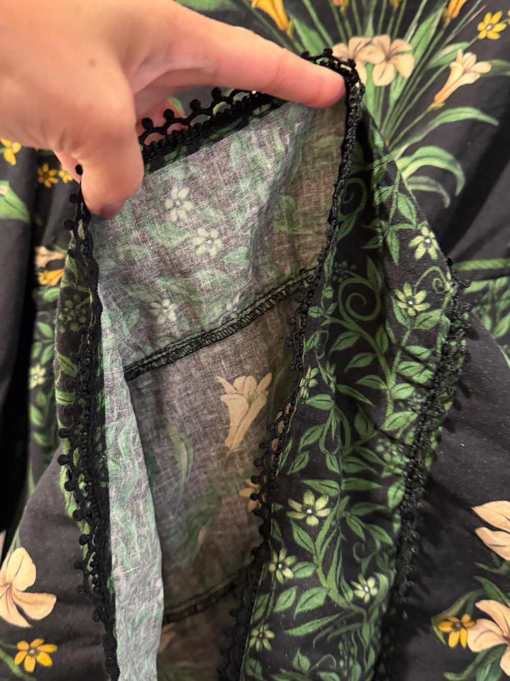 FARM Rio Black Floral Mini Dress with Green and Yellow Print - Picture 7 of 7